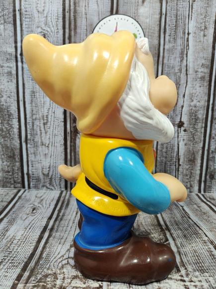 Vintage Walt Disney Productions Happy 3 Dwarf Snow White Vinyl 8" Squeaker Japan - Picture 5 of 12